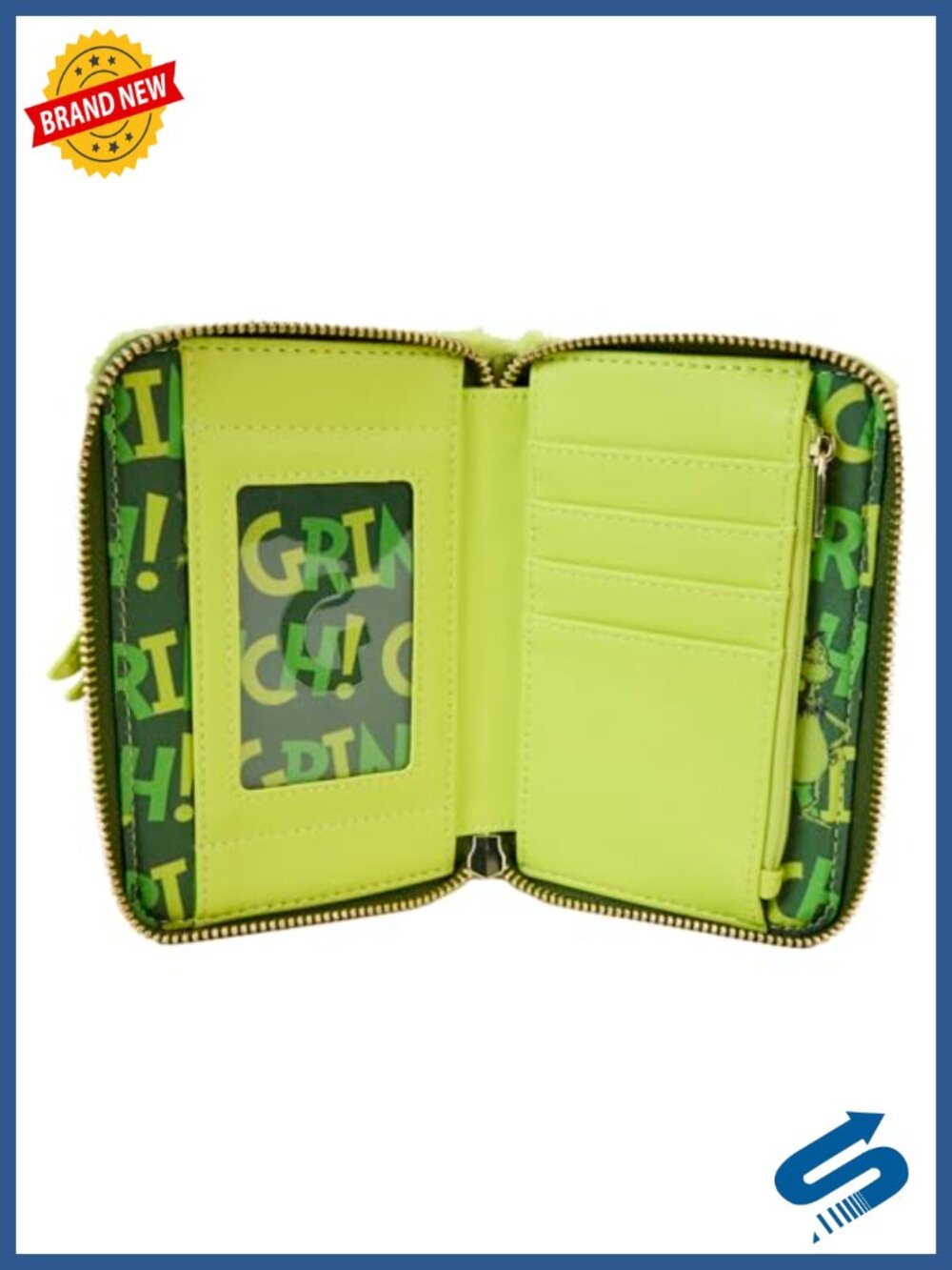 Plush Faux Leather Zip Around Wallet with Glow in the Dark Details - Picture 3 of 3
